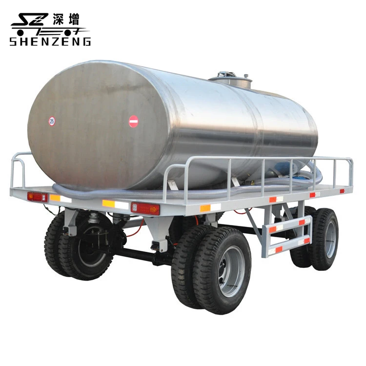 304 Stainless Steel Four Wheel tank on Trailer for Water Transport