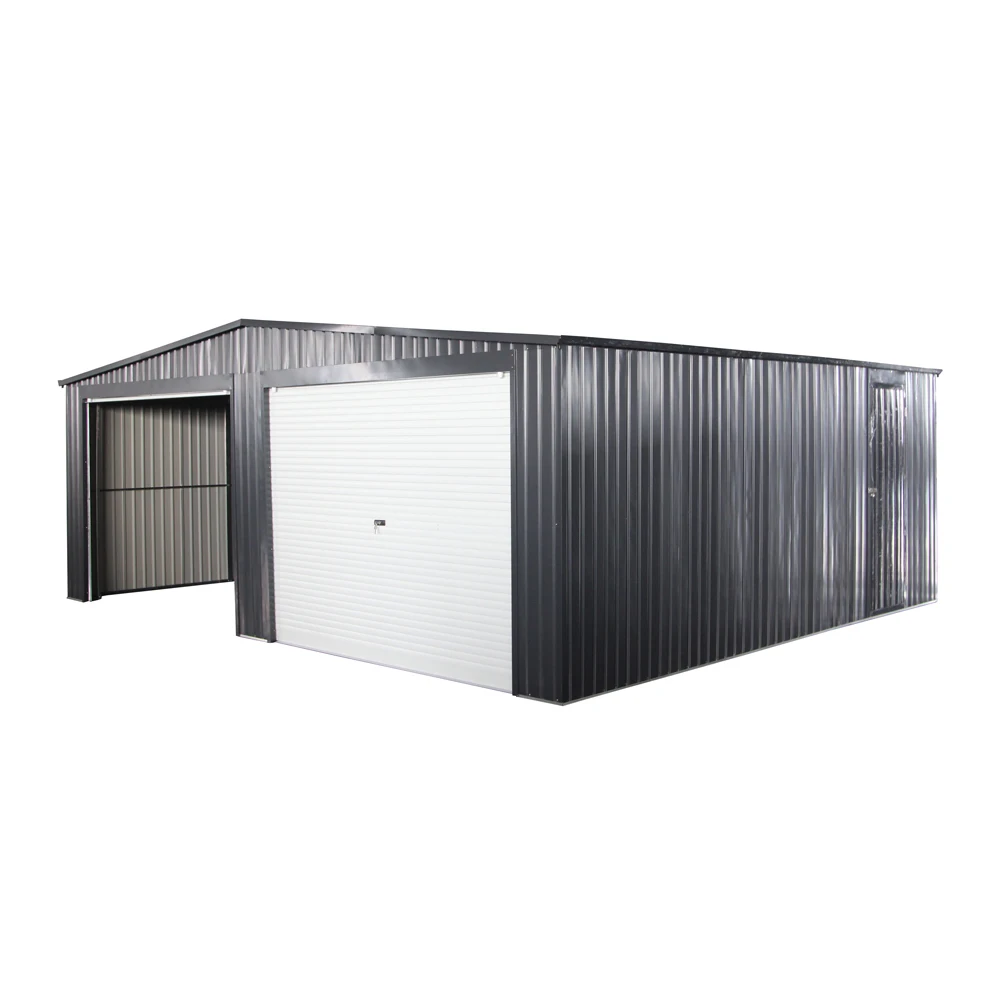 21x16  Big Sized Prefab Metal Garage Shed With Rolling Aluminium Door for 2 Cars