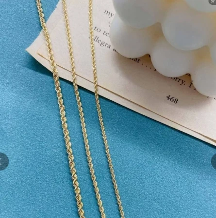 Customized Products 2.5mm 1.8mm 1.6mm 45cm 60cm 18k Solid Gold Au750 rope chain