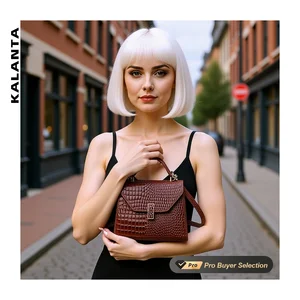 KALANTA Bags Custom Evening Purse Affordable Femmes Clutch Main Lining Croc-Embossed Square Minimal Medium