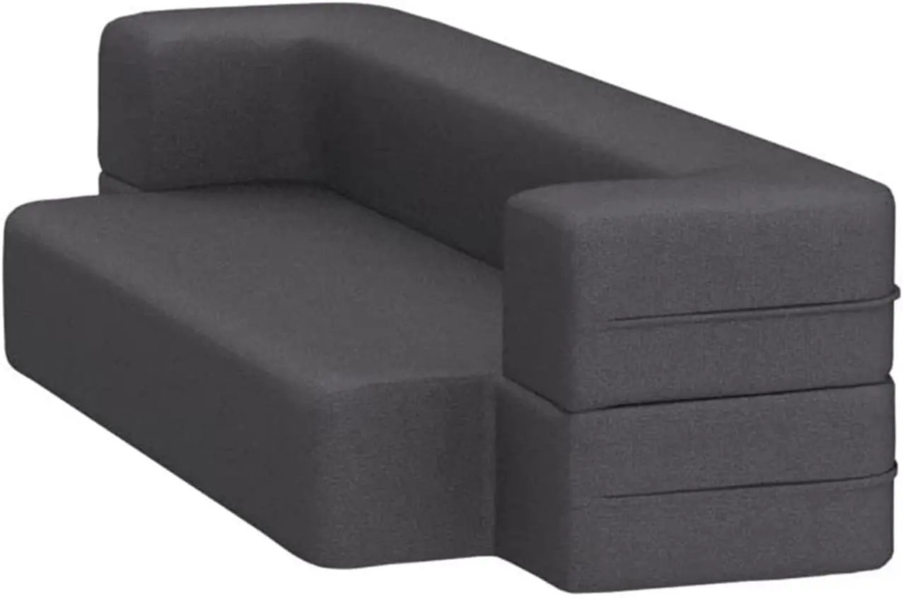 8 Inch Living Room Convertible Lazy Sofa Bed Couch Dark Grey Queen