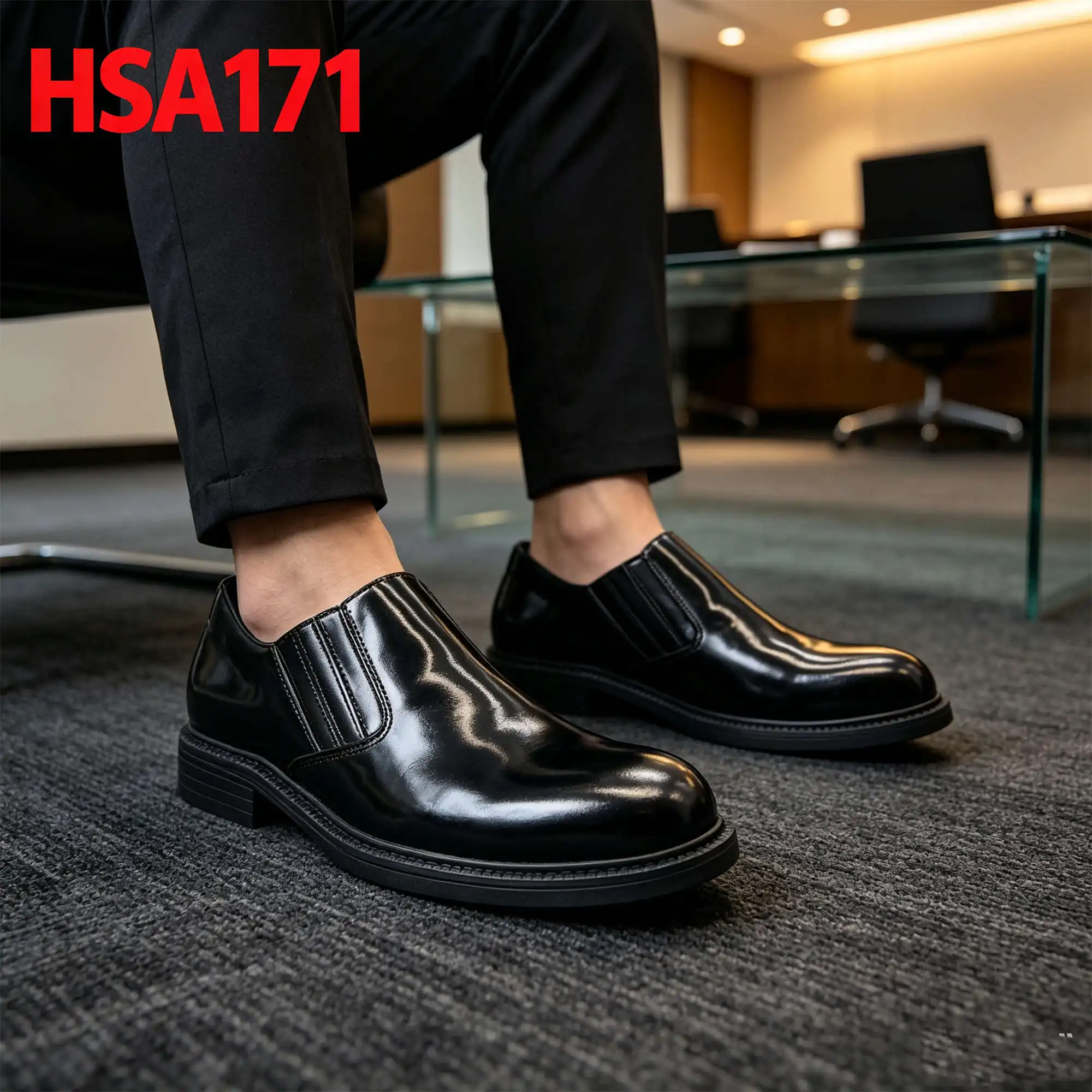 ZYF,Chile Popular Shining/matte Leather Unisex Dress Shoes Formal Event Stitching Sole Pull on Style Office Shoes HSA171
