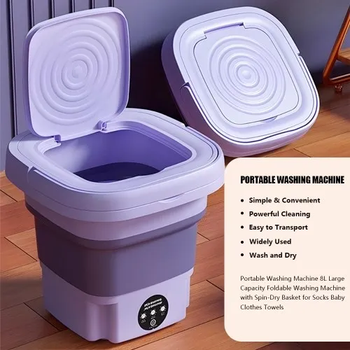  MKYOKO Portable Washing Machine, High Capacity Mini Washing  Machine Foldable, with Soft Spin Dry for Socks, Baby Clothes, Towels,  Delicate Items (Color : Purple) : Appliances