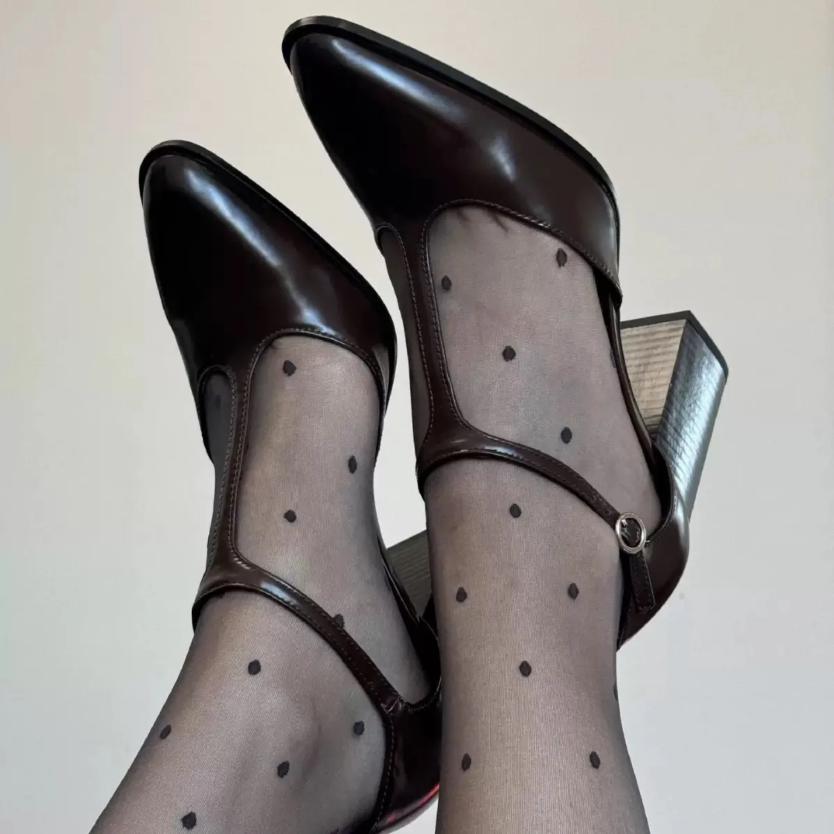 Ladies Pumps Shoes Pointed Toe Chunky Heel 6cm Lace Up Roman Mary Jane Women