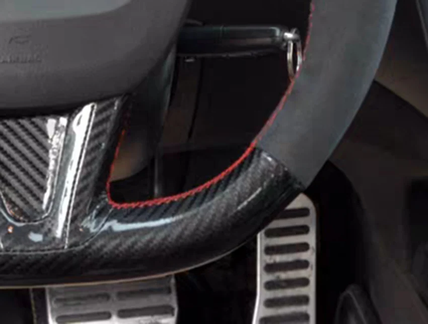 Hand Sewing Custom Soft Suede with Carbon Steering Wheel Cover for Seat Leon 2009 2010 2011 2012