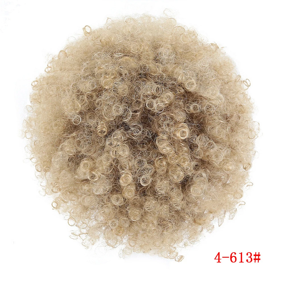 SC009 дешевая короткая афро кудрявая накидка на шнурке шиньон с расчески Синтетический хвост удлинитель волос для женщин