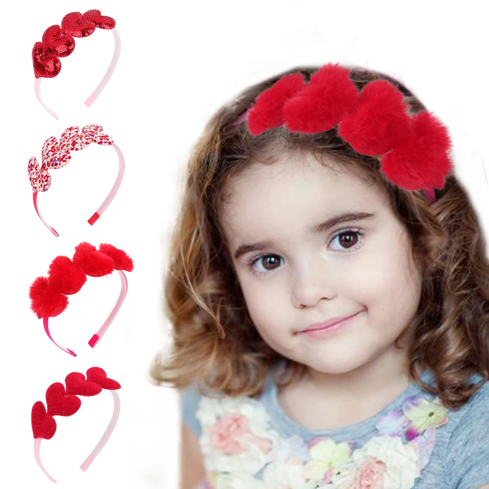 Gazdag-Valentines Day Heart Headband Red Sequin Heart Shape Decor Headband  Valentines Themed Hair Accessories Holiday Party Accessory for Women Girls