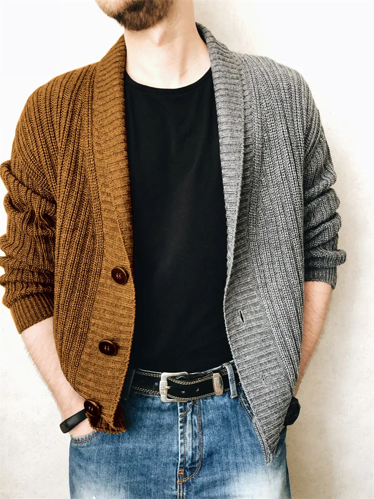Cárdigan Clásico Para Hombre,Suéter Suelto De Manga Larga,Chal De Punto Con  Cable,Cuello De Medio Color,Cárdigan,2021 - Buy Venta Al Por Mayor De Manga  Larga Hombre Chaqueta De Punto Suéter Cardigan Suéter De