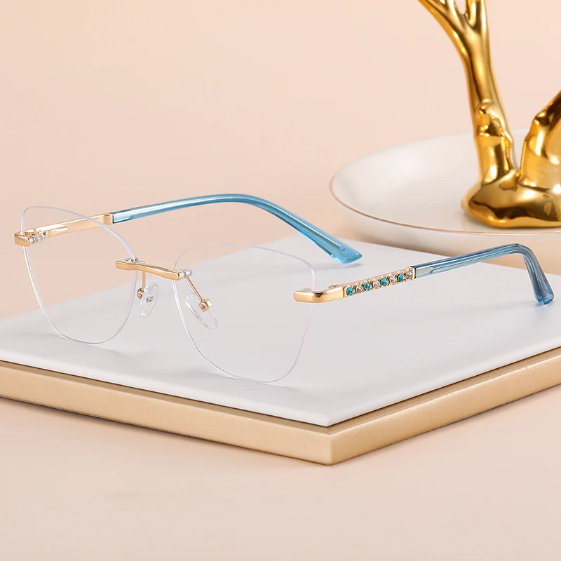 82193 Women Rimless Cat-Eye Frame Wholesale High Quality Glasses