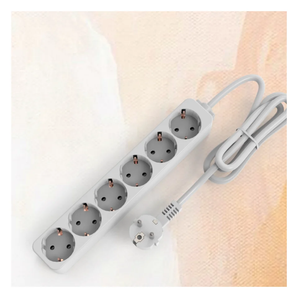 6 Way Power Strip Extension Socket Multi Function Extention Cord with 6 Outlets