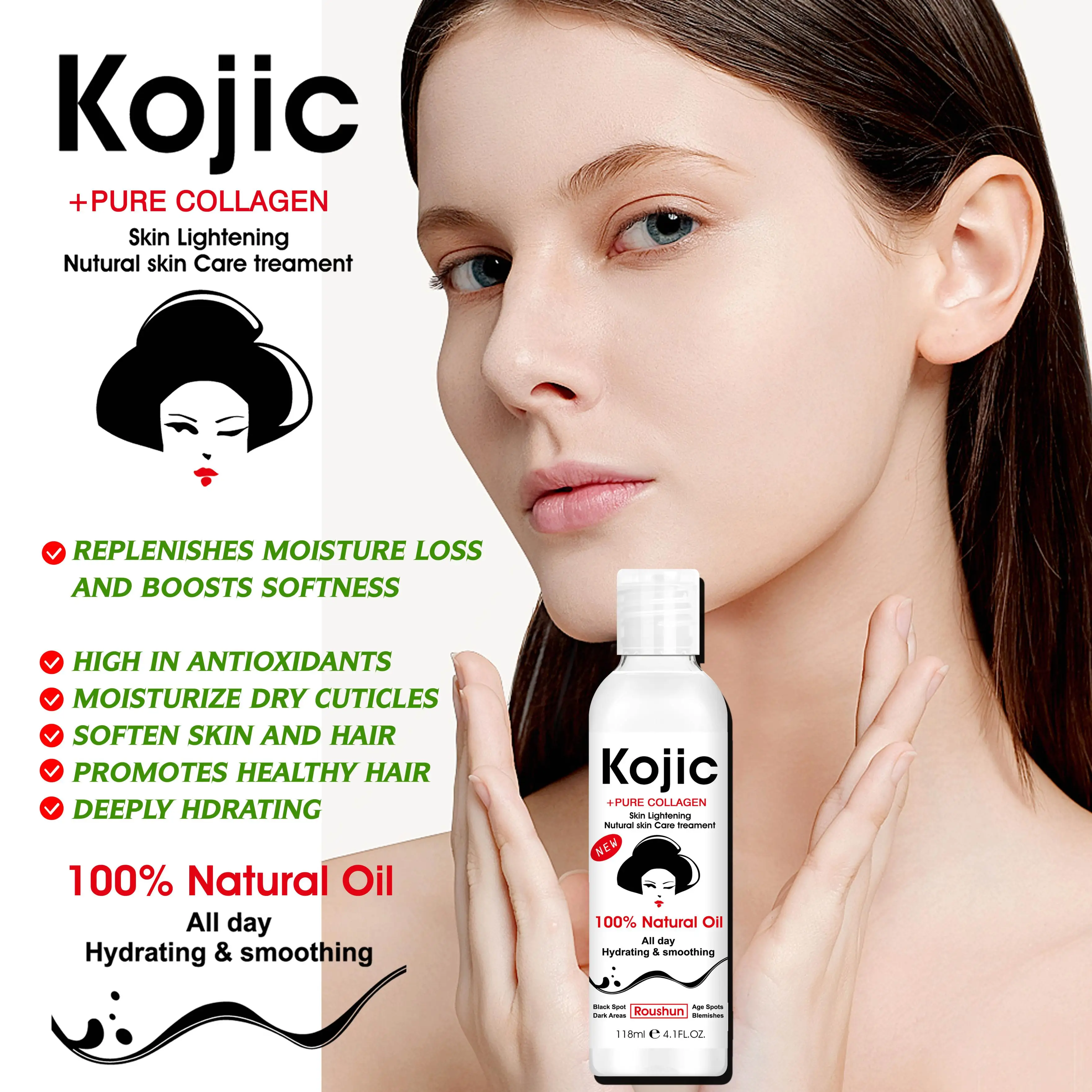 Huile Pure Kojic San Collagen Ultra Éclaircissante - Anti-imperfections - 118 Ml - Neuf