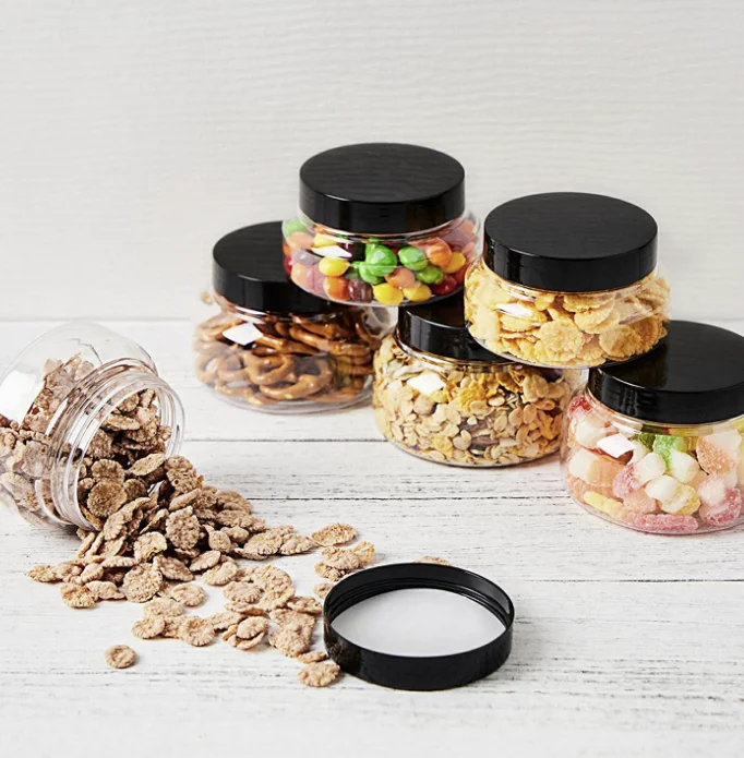 8 oz Clear Plastic Jars with Lids and Labels Refillable Round Plastic ...