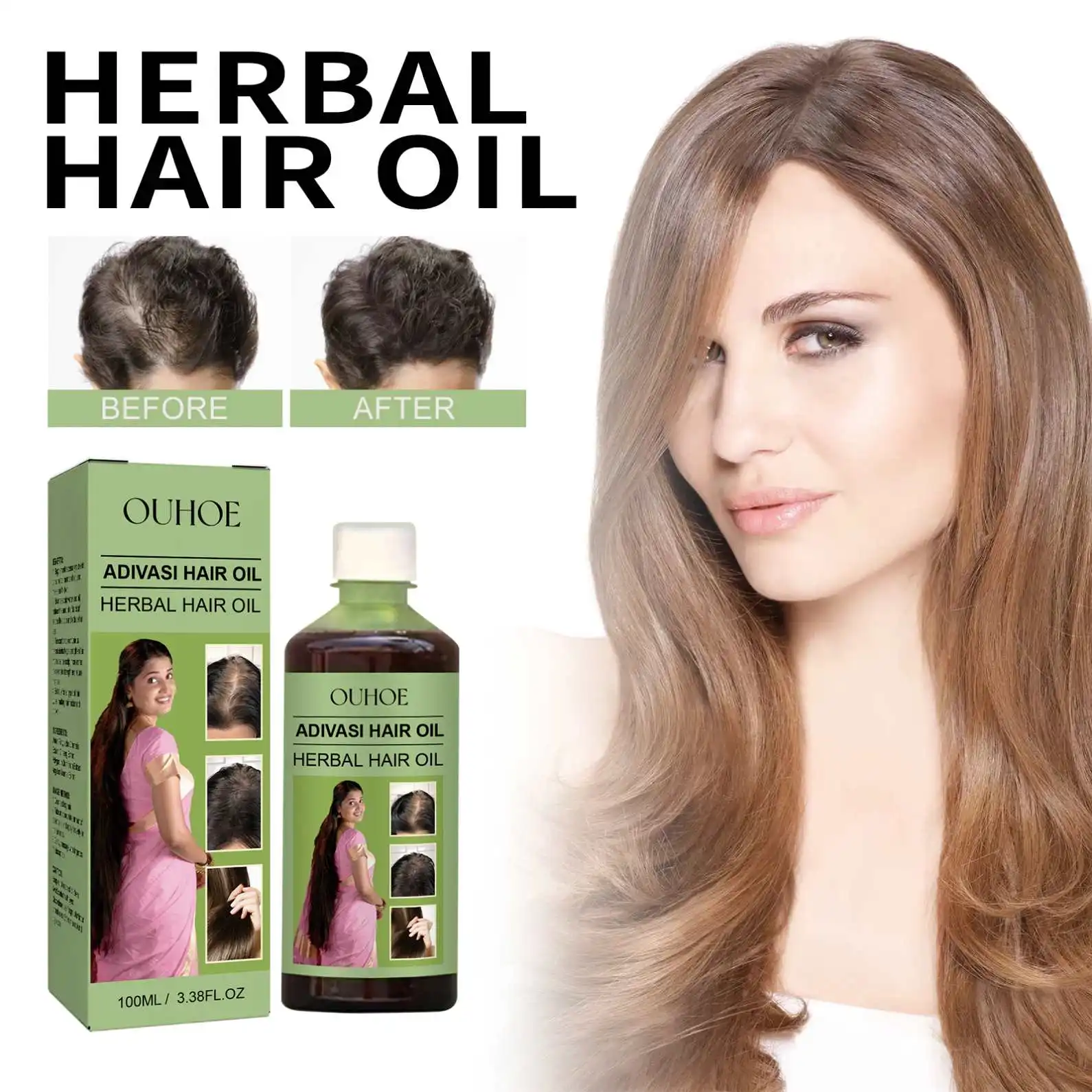 OUHOE Wholesale Private Label New Hot Sell Natural Vegan Hebal 100ML Hair Oil Hair Regrowth Anti Hair Loss Serum