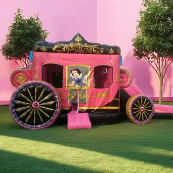 Outdoor Pink Princess Pumpkin Car Inflatable Jump Toy Custom Size Car Jump Slide Castle for Children