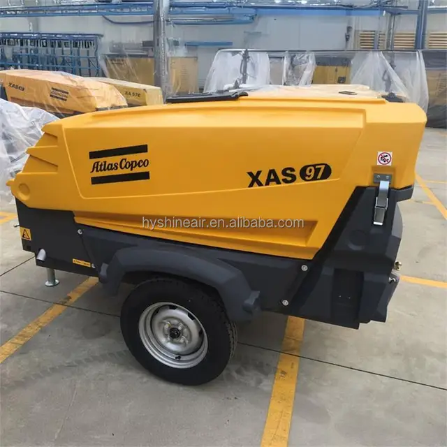 Atlas-Copco XAS97 Series 7 Medium Portable Compressor Single Axle Oil-Injected Rotary Screw 7-12 Bar 102-175 PSI Diesel Engines