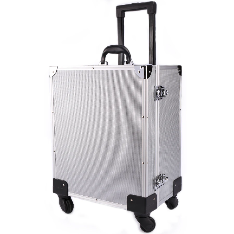 Aluminum Trolley case for Salesman with Drawers Aluminum Jewelry Cae with Trolley
