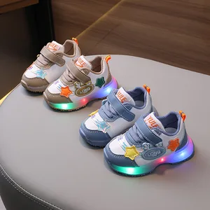 Wholesale Spring Autumn Baby Board Shoes LED Luminous Casual Panda Cartoon Shoes Rubber for Children