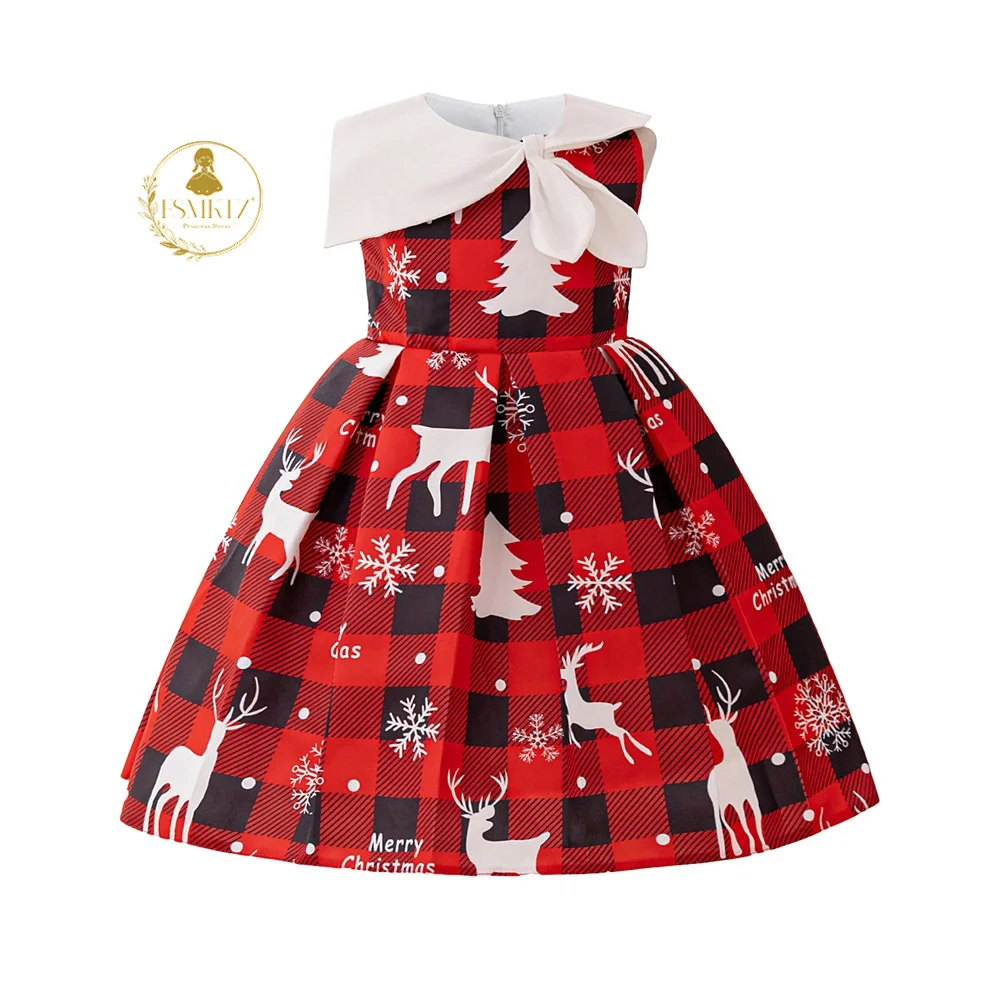 Fsmktz Girls Christmas Party Dress, Floral Satin A-line, 4-8 Years