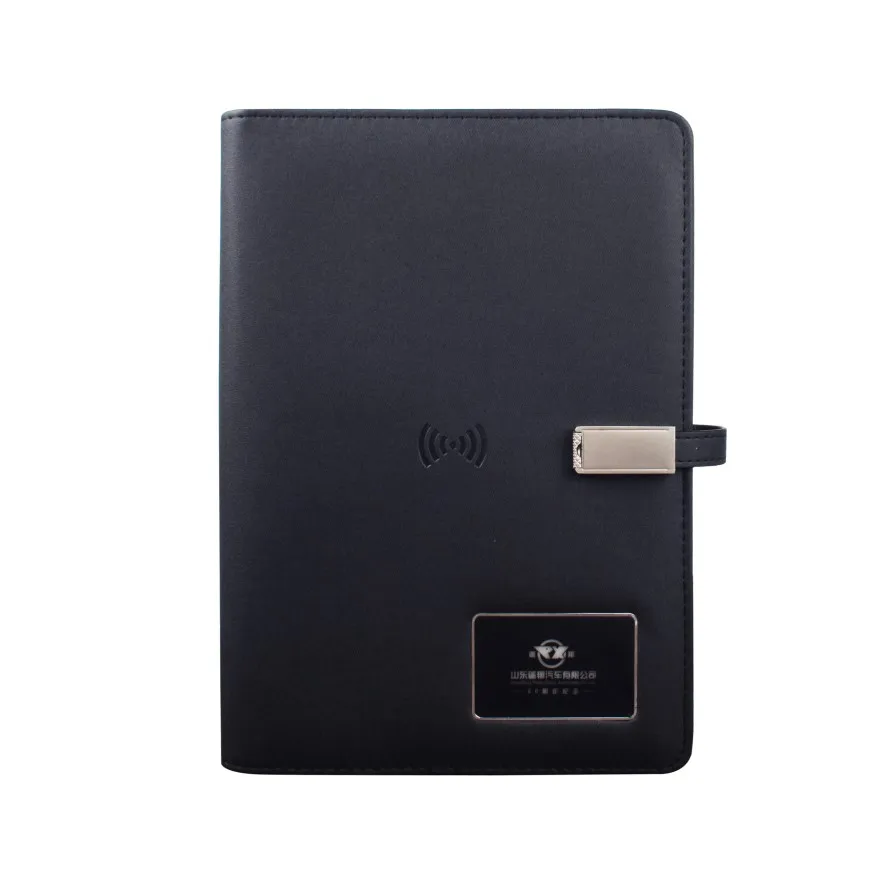 Multifunctional Wireless Charging PU Leather Cover Shaking Lighting Logo Notebook With 5000mAh Power Bank