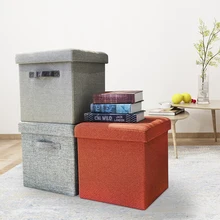 Wholesale Square Folding Fabric Storage Stools Ottomans Seat With Large Space