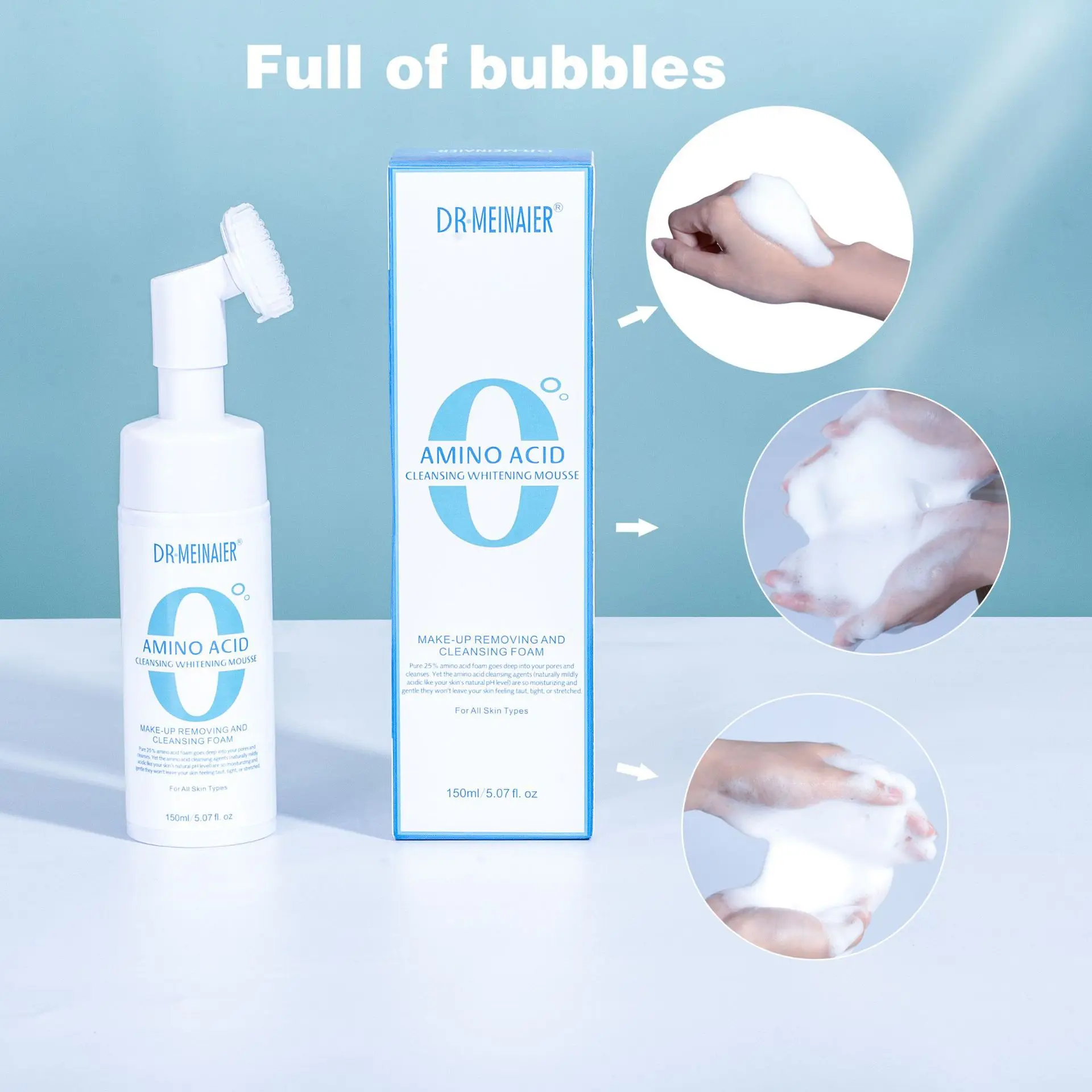 Facial Cleanser Mousse Moisturizer Amino Acid Foaming Make up Pore