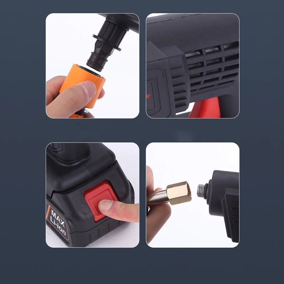 Portable 48VH 12000mah Lithium Battery Washing Machine for Car High Pressure Gun Wireless Electric Car Washing Gun