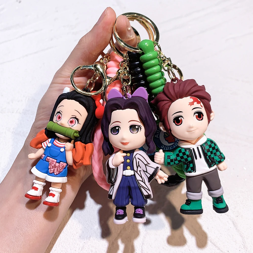 6pcs Demoned a Slayer Kimetsu No Yaiba Kamado Tanjirou Action Figure Agatsuma Zenitsu Nezuko Warrior PVC Toys Key Chain