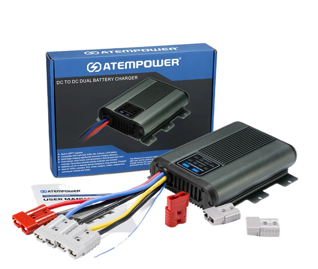 ZF ATEM POWER 12V 25A 40A 60A Dual Battery System Smart DC to DC Battery Charger With Solar MPPT for Car