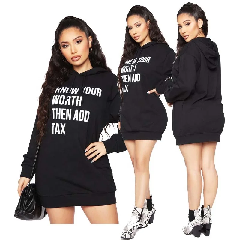 Long Hoodie Jersey Dresses 