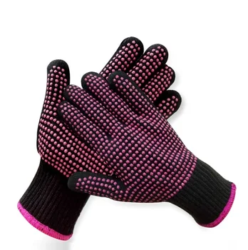 Professional Heat Proof Glove PVC Double-sided Dot Bead Perm Curling Stick Straight Hair High Temperature Resistant Gloves