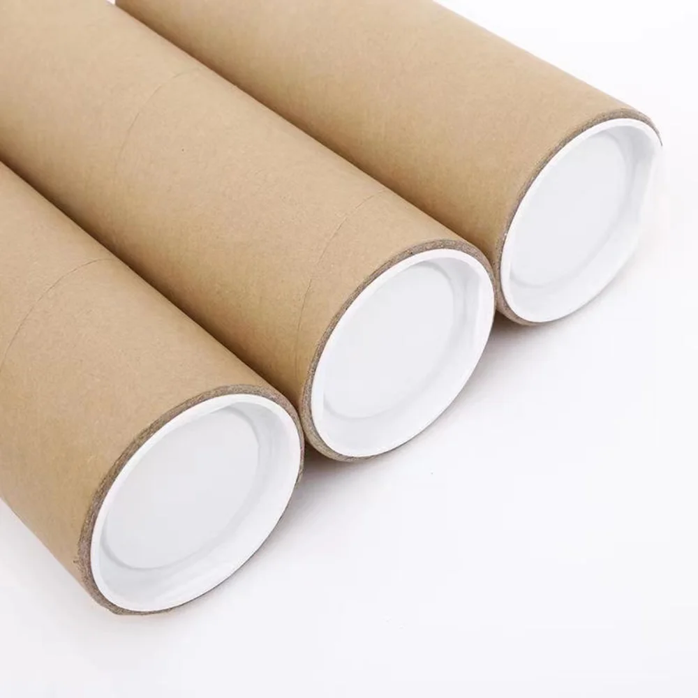 Factory Customized Size Plastic Cover Poster Canvas Wallpaper Kraft Paper Mailing Tube Packaging Paper Tube