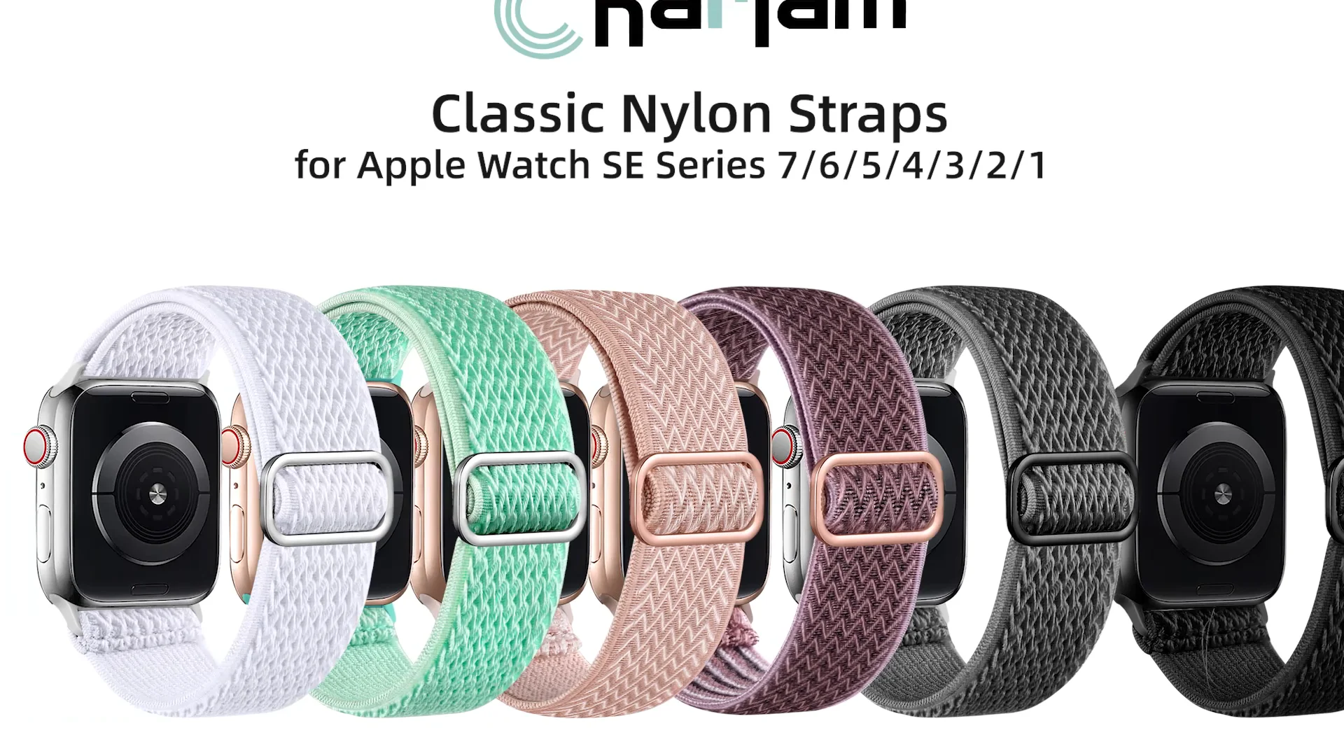 Stretchy Nylon Loop App Watch Bands 41mm 40mm 38mm Adjustable Braided
