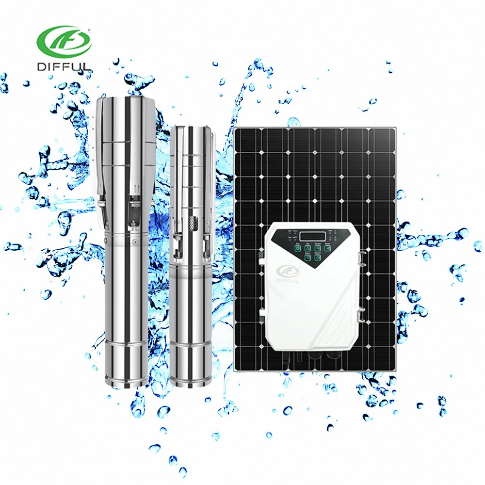 Pompe Solaire Immergée 1100W Pour Forage - 101m De Hauteur, Irrigation, Ferme, 110V DC