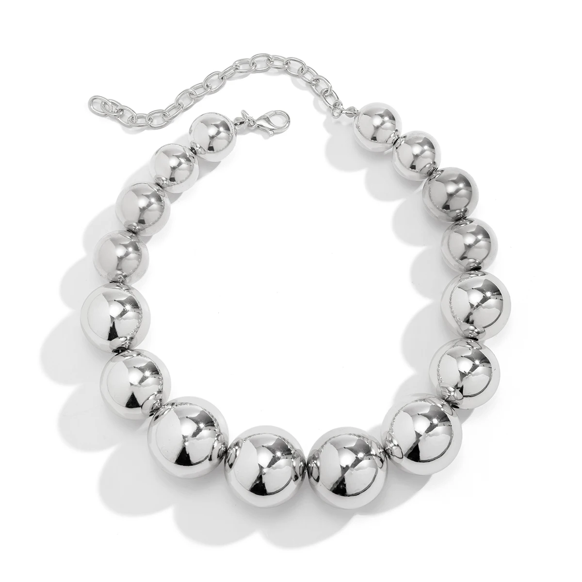 Exaggerated Big Ball Beaded Chain Choker Necklace for Women