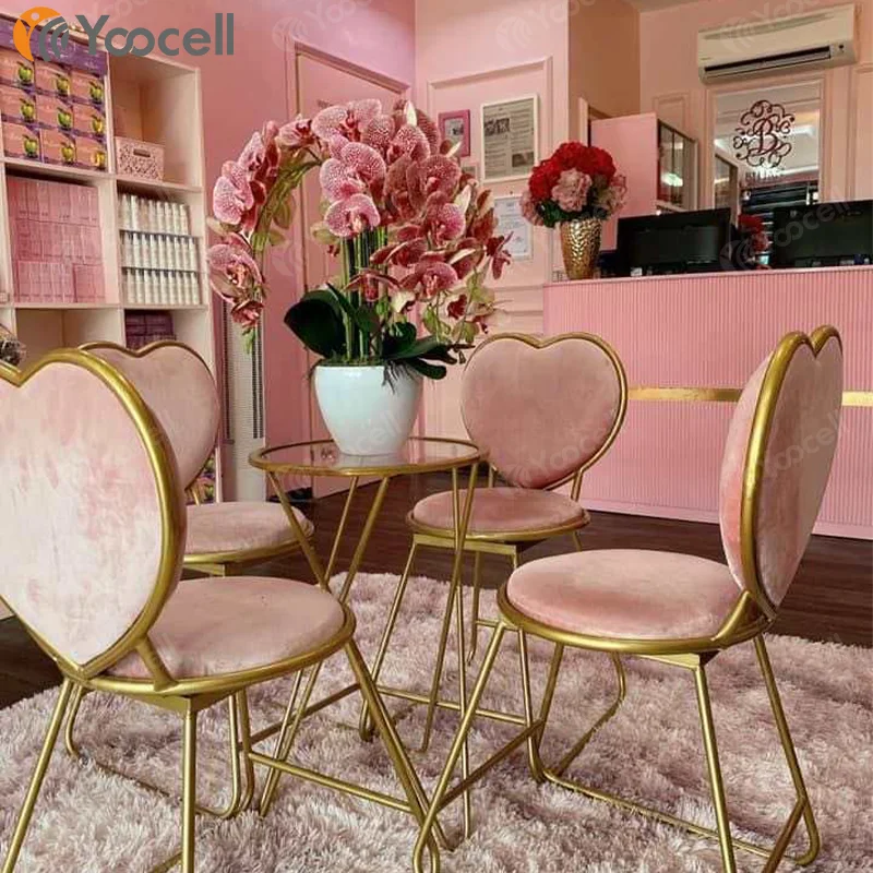 Yoocell Modern Front Desk Reception Spa Nail Salon Reception Desk pink Office Furniture Reception Desk