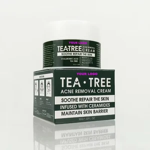 Soothing Hydrating Acne-Clearing Face Cream Tea Tree Extract Salicylic Acid & Hyaluronic Acid for Sensitive Skin Reduces Redness