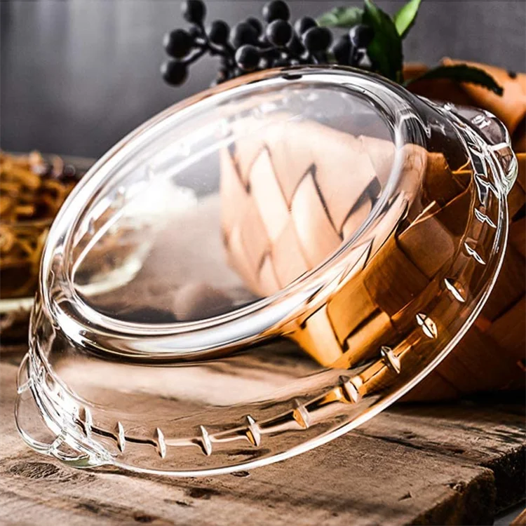 Glass Pie Pan 91/2 Inch Plate With Handles Easy Grab Baking Dish For