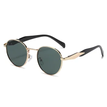 New Round Frame Sunglasses Ins Street Photography Oval Metal Sunglasses Travel Sun Protection Light Luxury Personality
