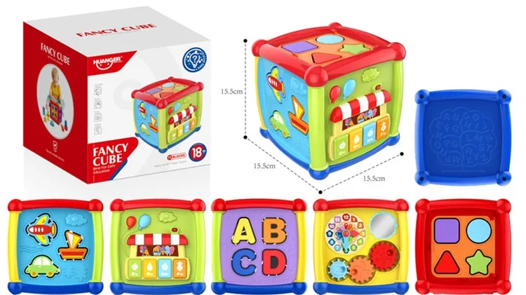 Busy Cube For Kids 15-in-1 Sensory Busy Board Travel Toy Handmade Montessori Educational Learning Toys Activity Board Wooden Activity Cubes For Toddlers 1 2 3 4 5 Years Old