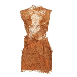 Customized Sexy Embroidered Tulle Mini Dress