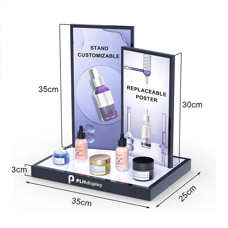 Custom High-end Detachable Acrylic Cosmetics Display Stand for Supermarket Counters Skincare Display Racks