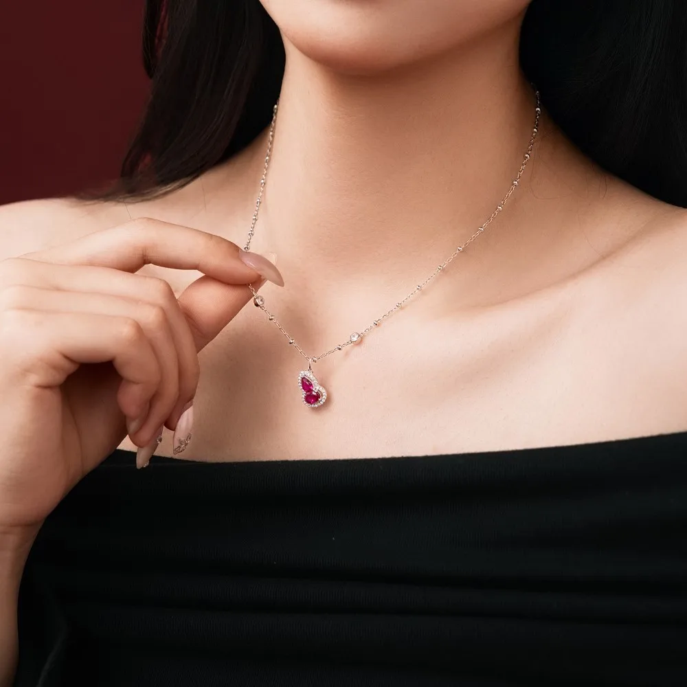 KAKODIY Fine Design Jewelry 925 Sterling Silver Rhodium Plated 18K Gold Plated Chain 5A Zirconia Gourd Pendant Necklace Jewelry detail 3