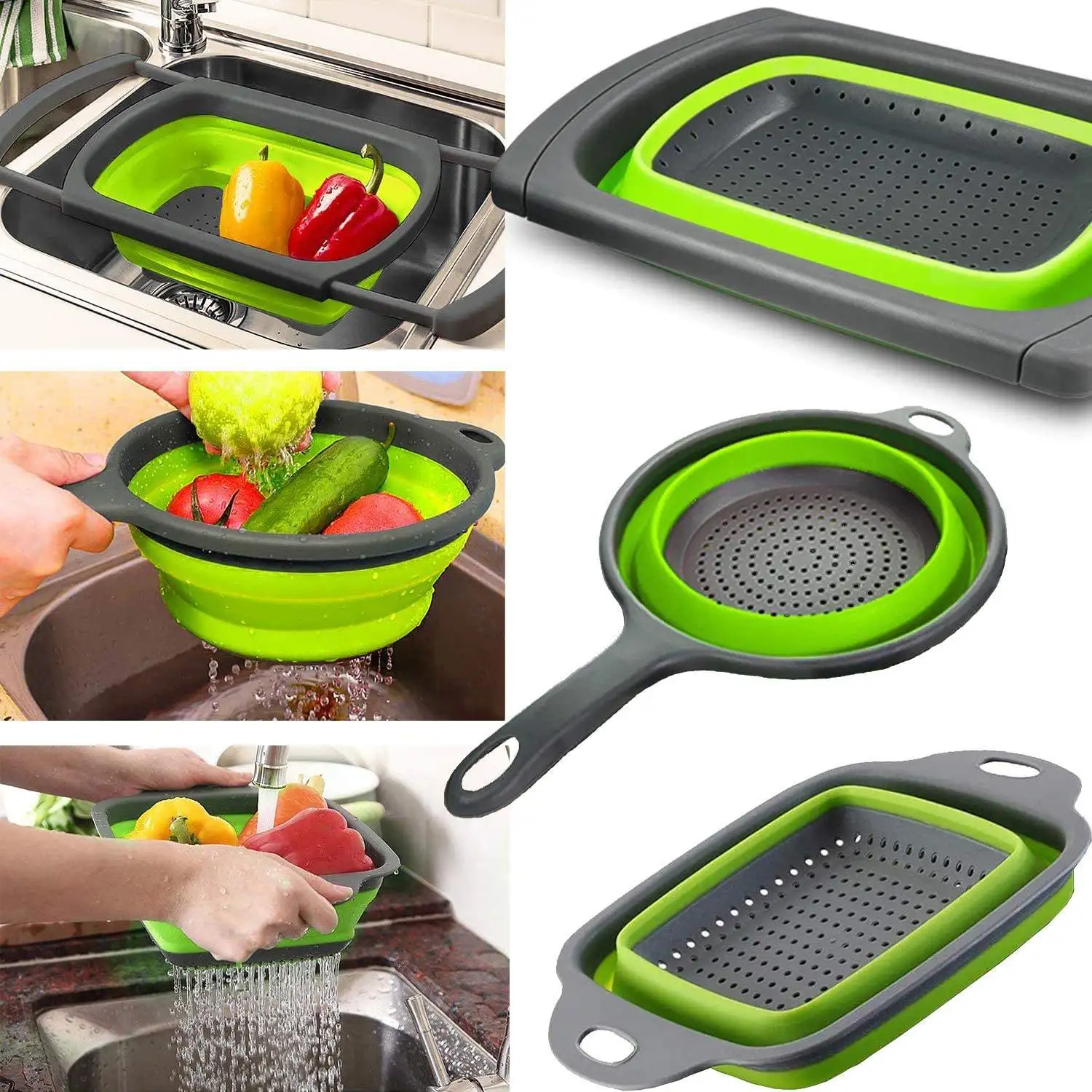 Collapsible Colander Set Pasta Strainer Basket Handles Collapsible Strainers with Plastic Multifunction Home Kitchen 120 Pcs T/T supplier