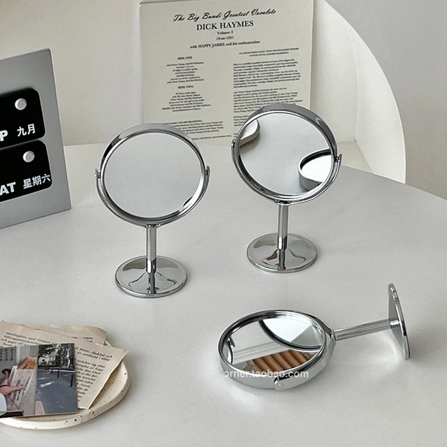 Simple modern ins style portable double-sided makeup mirror Dresser desktop desktop mini rotating small mirror