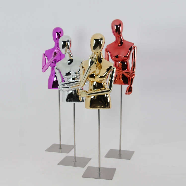 Оконный дисплей из стекловолокна золотой хромированный Женский манекен для торса женское платье