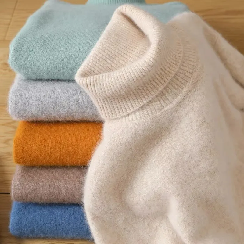 OEM Winter Custom Cashmere Turtleneck Pullover Mink Fleece Warm Large Size Loose Wool Thickened Warm Bottom Men's Sweater