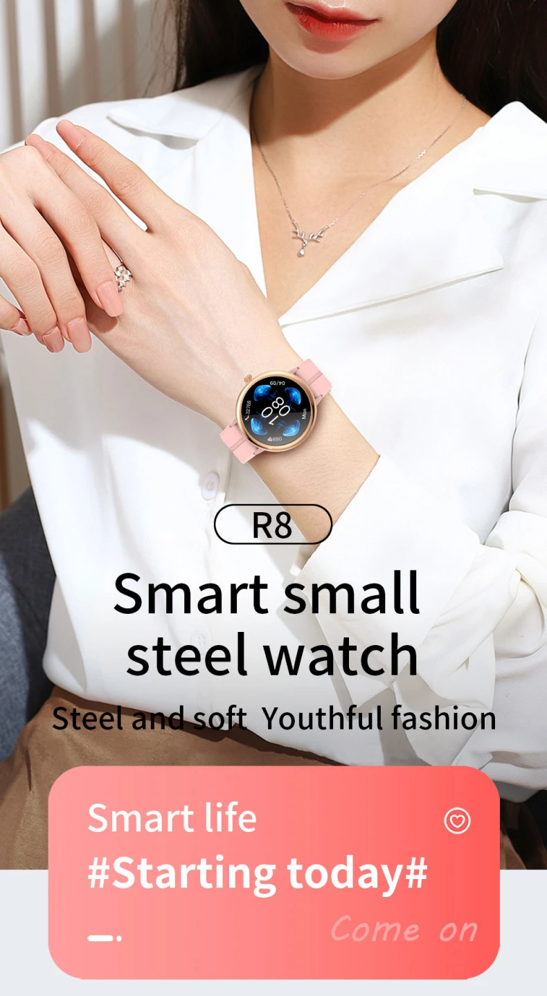 2022 New Arrivals R8 1.1 Inch Ladies Smart Watch Women with Round Screen Heart Rate Blood Pressure Female Physiological Reminder Smartwatch (1).jpg