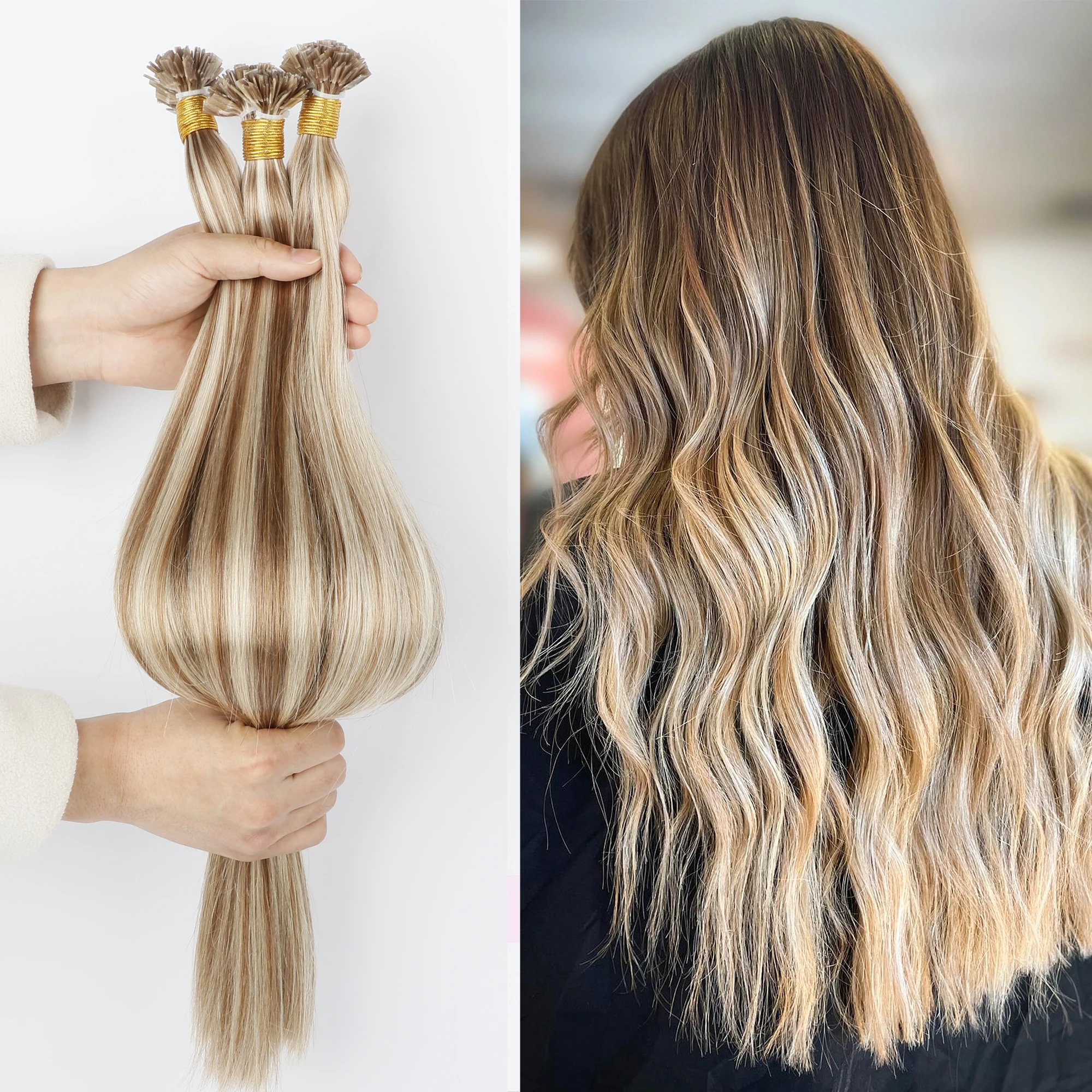 Ugeat Extension Capelli Veri Cheratina Marrone Scuro Extension