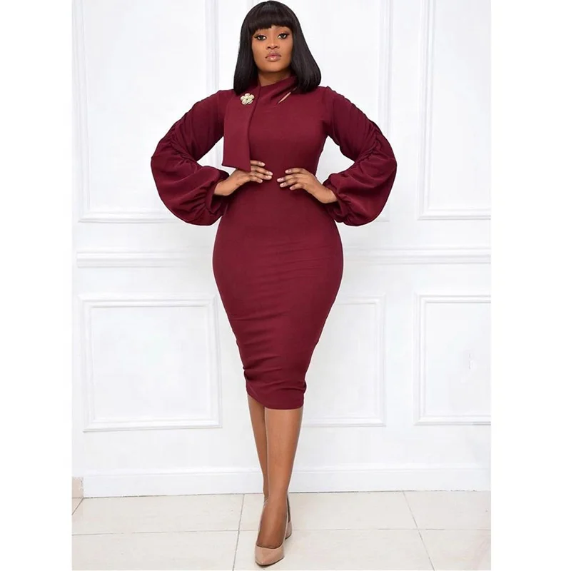 Solid Color Slim Ladies Formal Dresses 