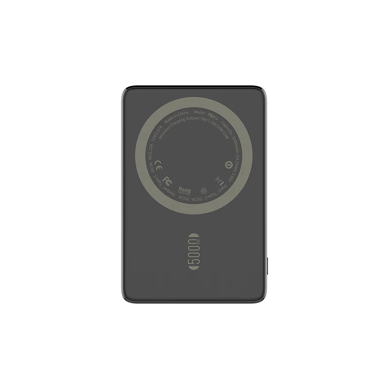 PD3.0 20W Fast Charging Magnetic Power Bank 5000mAh Ultra-thin Portable 15W Wireless Charging Portable Charger Black White PB217